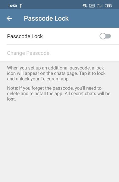 آموزش گذاشتن رمز روی تلگرام (Passcode)