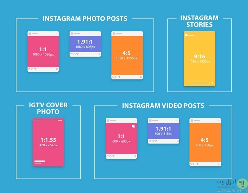 تغییر سایز عکس یا ویدیو پست و استوری در اینستاگرام