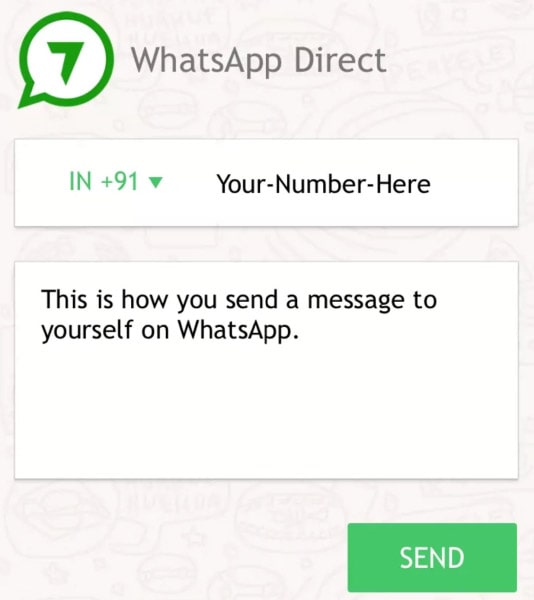 آموزش ارسال پیام به خود در واتساپ