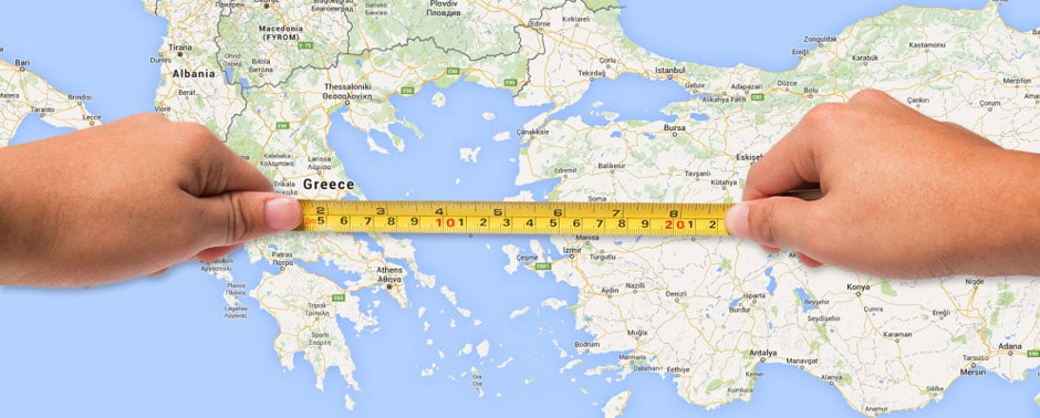 اندازه گیری فاصله دو نقطه در گوگل مپ
