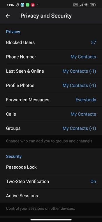 مخفی کردن عکس پروفایل در تلگرام