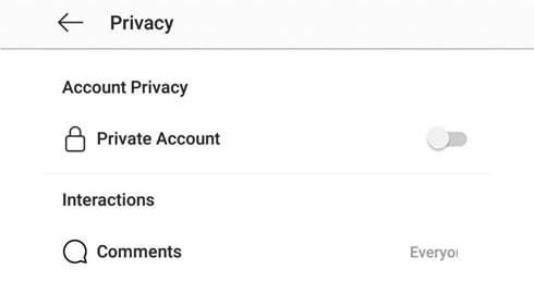 تنظیمات بخش حریم خصوصی اینستاگرام